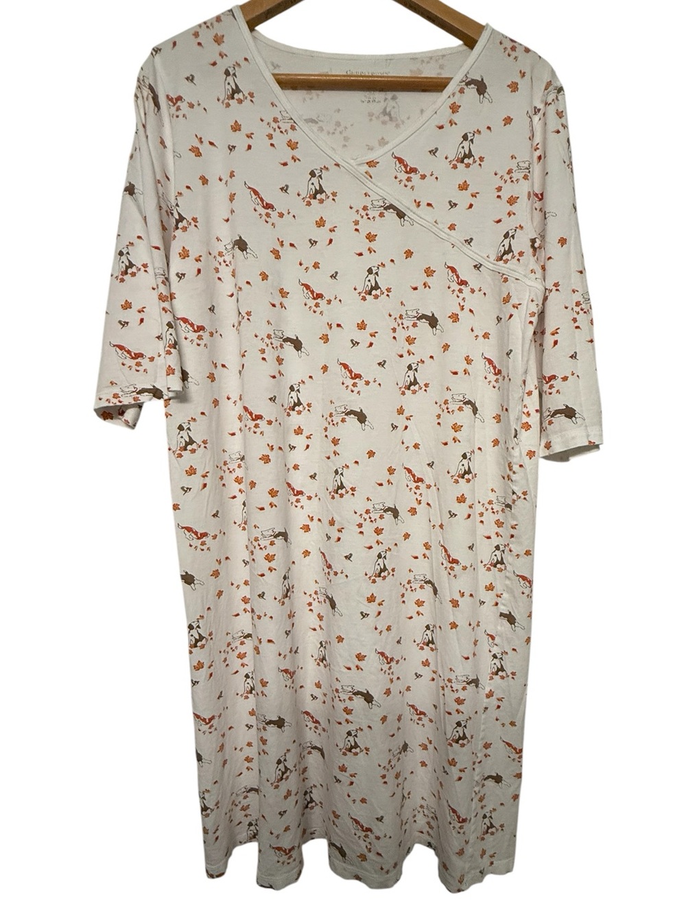 Cuddl Duds Pima Cotton Sleep Dress Dog Print Cozy Nightgown XL Est